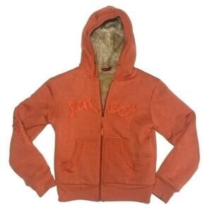 F & J Faux Fur Hoodie in Orange | Size M
